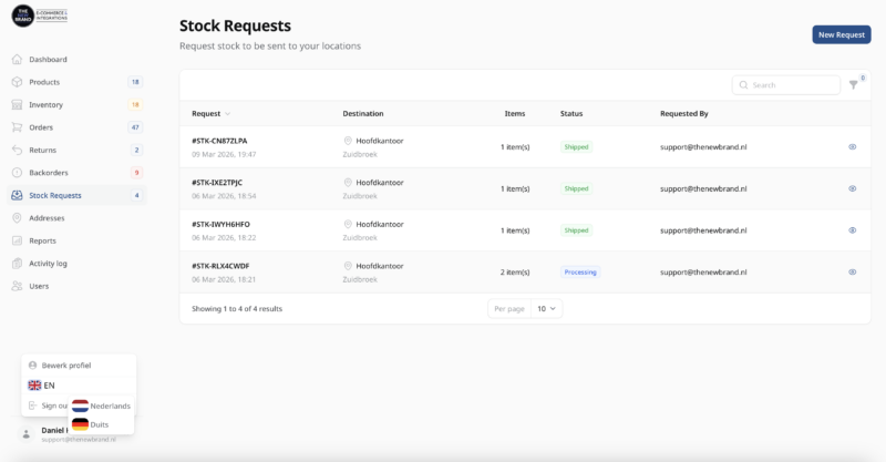 stock requests picqer fulfilment portal